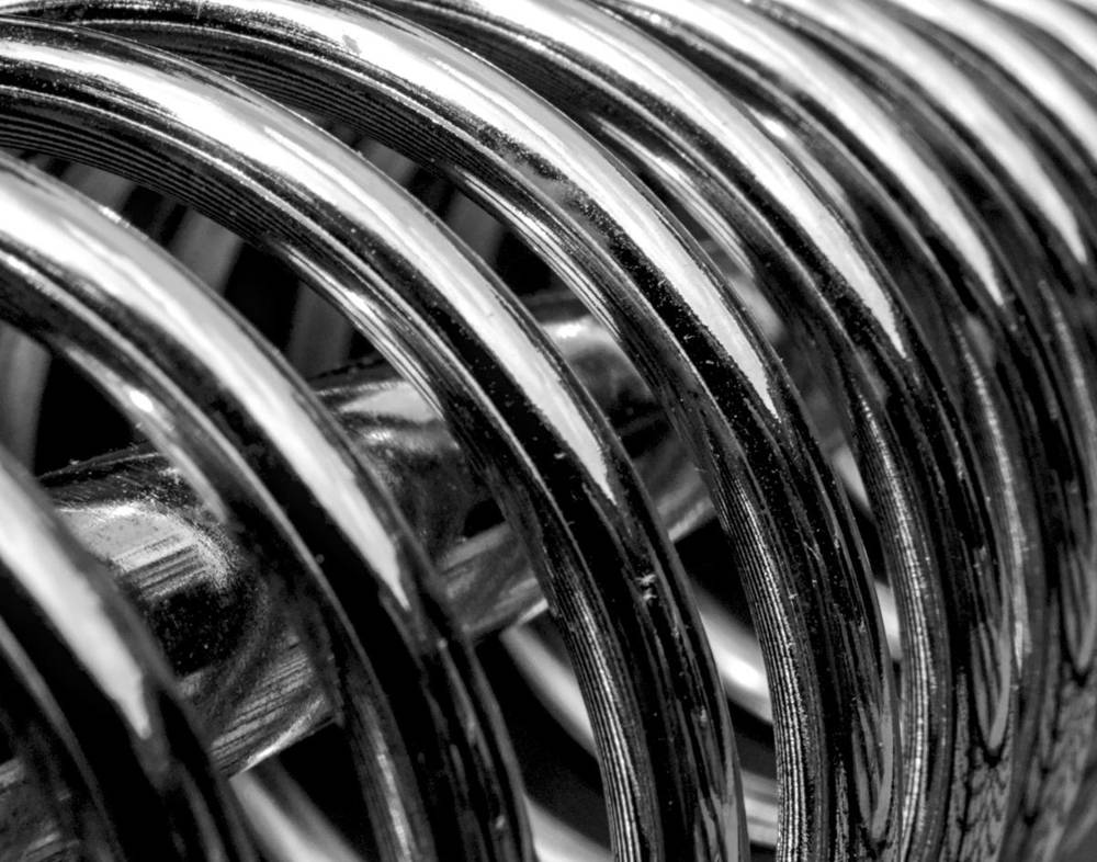 Close-up of steel coil springs