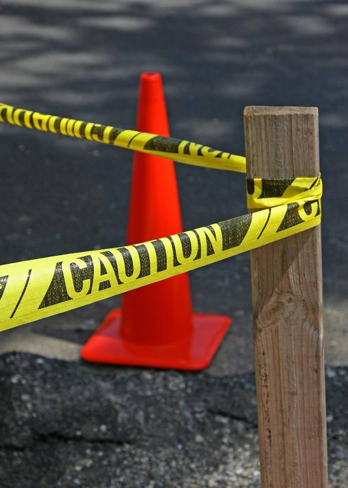 Traffic cone and caution tape