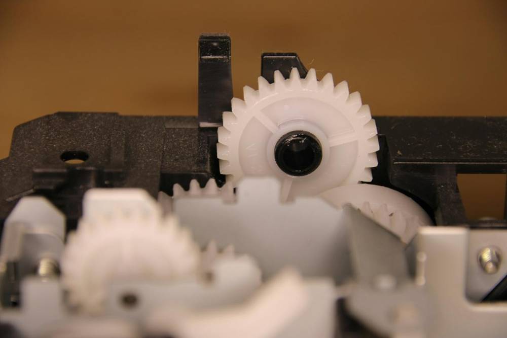 Gears inside a motor housing